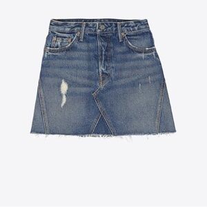 Like-New- GRLFRND Eva Gusset Denim Jean Mini Jean Button Fly Skirt (25)